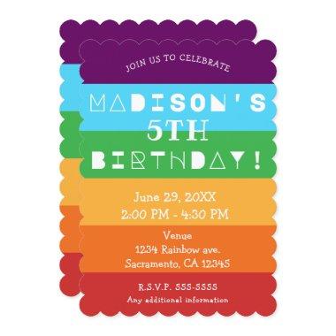 Rainbow Stripes Fun Bright Birthday Party Any Age Invitations