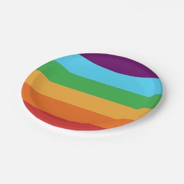 Rainbow Stripes Fun Bright Candy Birthday Party Paper Plates