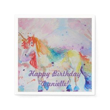 Rainbow Unicorn Girls Birthday Serviette Napkins