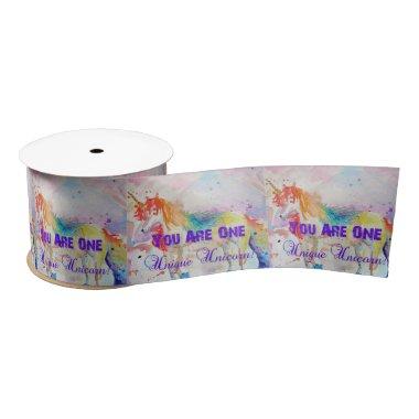 Rainbow Unicorn Watercolour Painting Satin Ribbon