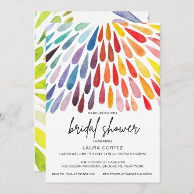 Rainbow Watercolor Bridal Shower Invitations