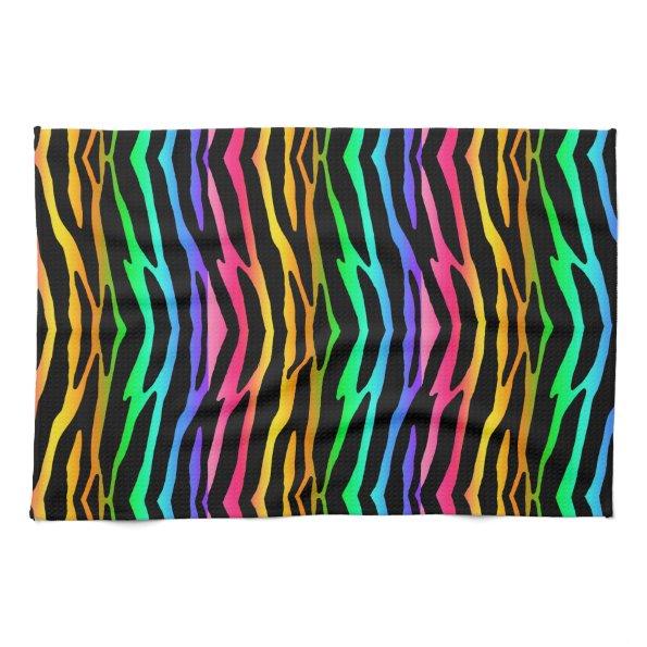 Rainbow Zebra Safari Animal Print Kitchen Towel