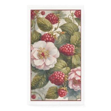 Raspberry and Flower Guest Towel Style Napkins