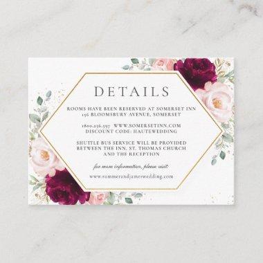 Raspberry Blush Pink Floral Wedding Details   Enclosure Invitations