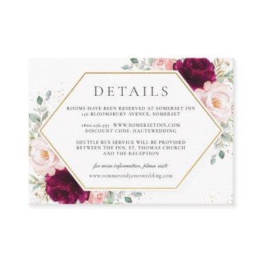 Raspberry Blush Pink Floral Wedding Details   Enclosure Invitations