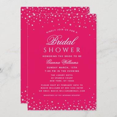 Raspberry Diamonds Modern Luxury Bridal Shower Invitations