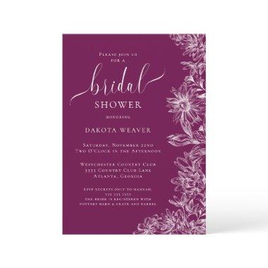 Raspberry Wine Line Drawn Floral