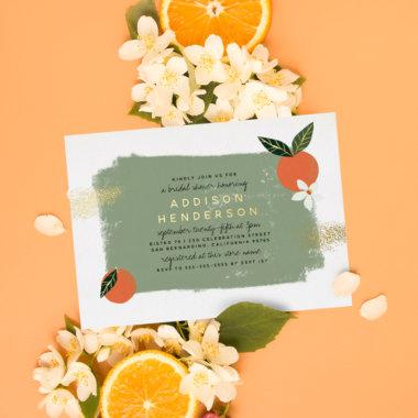 Real Foil | Boho Orange & Green Bridal Shower Foil Invitations