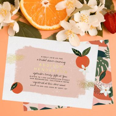 Real Foil | Boho Orange & Pink Bridal Shower Foil Invitations