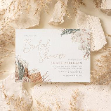 Real Foil | Boho Orchid & Pampas Bridal Shower Foil Invitations