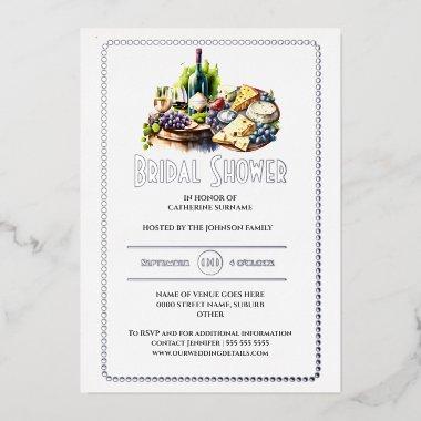 Real foil cheese wine watercolor winery silver foil