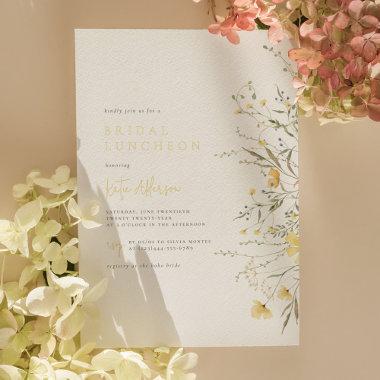 Real Foil Wildflower Elegant Bridal Shower Photo Foil Invitations