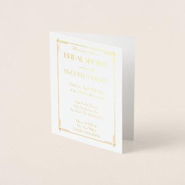 Real Gold Foil Art Deco Bridal Shower Invites