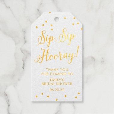 Real Gold Foil Sip Sip Hooray Bridal Shower Wine Foil Gift Tags