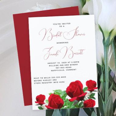 Real Red Roses Bridal Shower Invitations