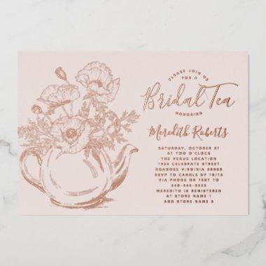 Real Rose Gold Floral Teapot  Tea Foil