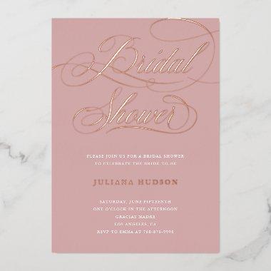 Real Rose Gold Foil Script  Invite
