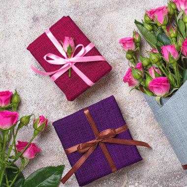 Realistic Burlap Rustic Burgundy Lavender & Purple Wrapping Paper Sheets