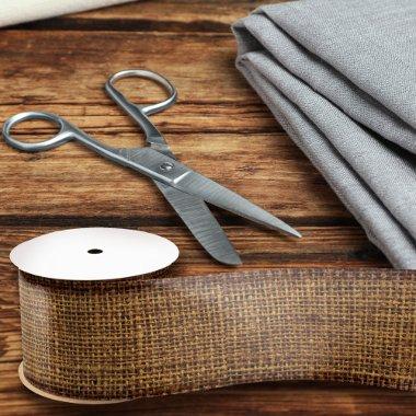 Realistic Burlap Texture Simple Chic Rustic Brown Satin Ribbon