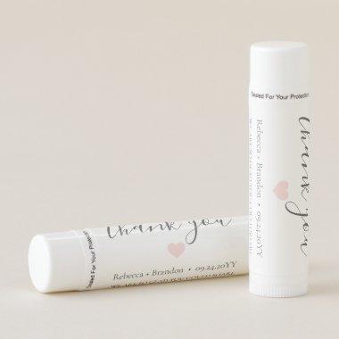 Rebecca Pink Heart Calligraphy Wedding Favors Lip Balm