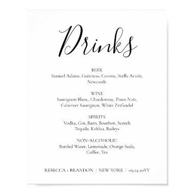 Rebecca Simple Calligraphy Drinks Wedding Sign