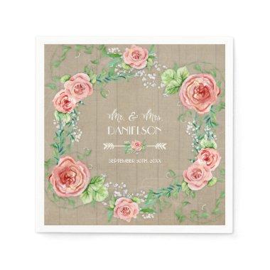 Reception Decor Bridal Shower Boho Wreath Floral Paper Napkins