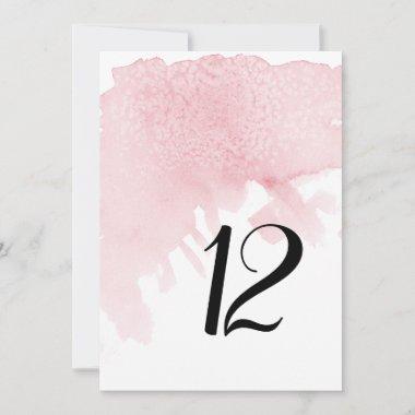 Reception Table Number Modern Watercolor Wash Pink
