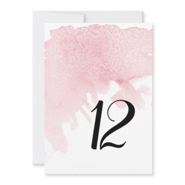 Reception Table Number Modern Watercolor Wash Pink