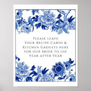 Recipe Blue White Bridal Shower 10x12 Table Poster