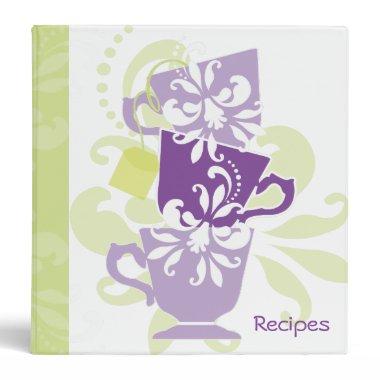 Recipe Book - Tea Cups 3 Ring Binder