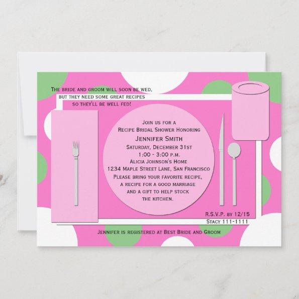 Recipe Bridal Shower Invitations -- Pretty in Pink