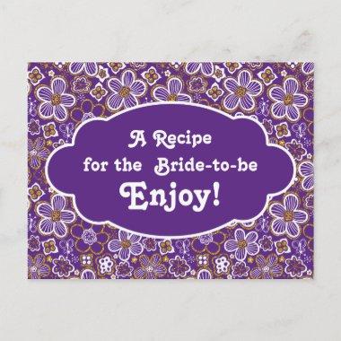 Recipe Invitations Bridal Shower | Purple Gold Floral