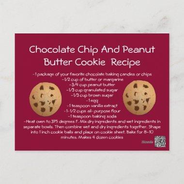 Recipe Invitations Chocolate Chip Peanut Butter Cookie