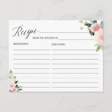 Recipe Invitations for the Bride Blush Pink Floral