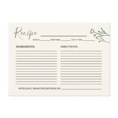 Recipe Invitations for the Bride Rustic Wildflower