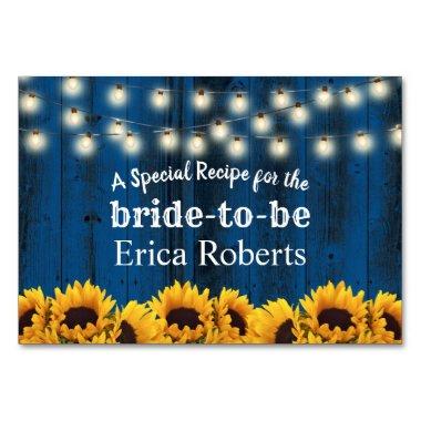 Recipe Invitations | Navy Blue Sunflowers Bridal Shower