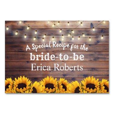 Recipe Invitations | Rustic Sunflowers Bridal Shower
