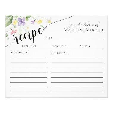 Recipe Invitations Simple Elegant Watercolor Wildflowers Flyer