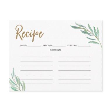 Recipe Invitations -Rustic Greenery Bridal Shower Recipe