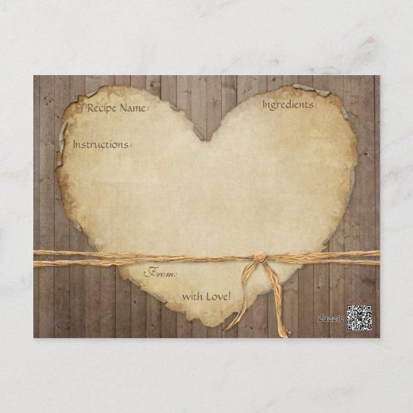 Recipe Invitations Rustic Wood Fence Boards Heart Bridal