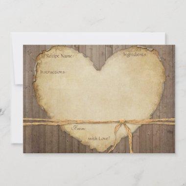 Recipe Invitations Rustic Wood Fence Boards Heart Bridal