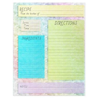 Recipe Cookbook Insert Pretty Pastel