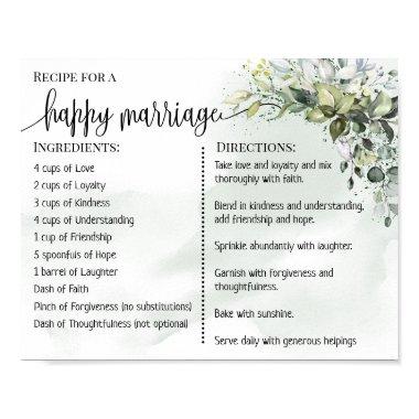 Recipe for a happy marriage newlyweds eucalyptus poster