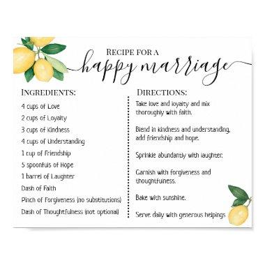 Recipe For A Happy Marriage Newlyweds Lemons Poster