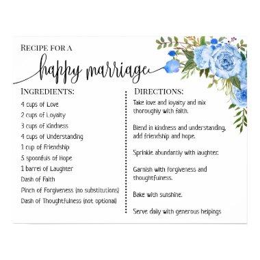 Recipe for a happy marriage sign wedding gift blue