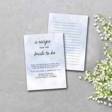 Recipe for Bride Cloud 9 Pastel Blue Bridal Shower Enclosure Invitations