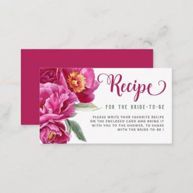 Recipe For Bride Hot Pink Floral Bridal Shower Enclosure Invitations