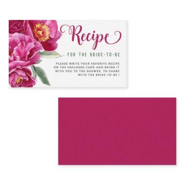 Recipe For Bride Hot Pink Floral Bridal Shower Enclosure Invitations