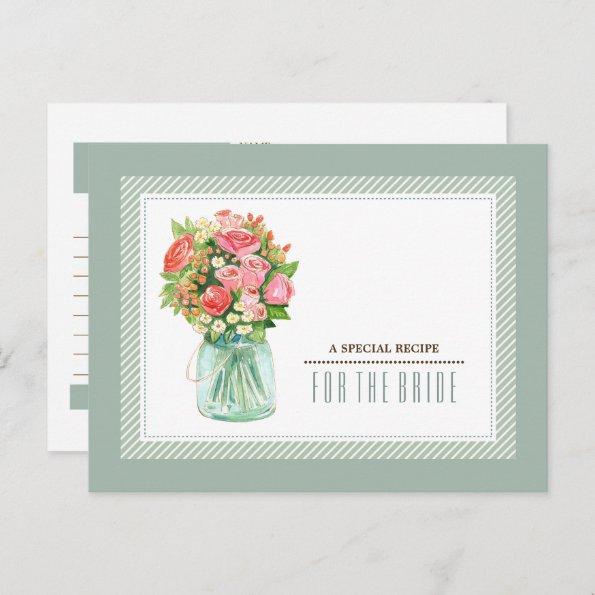Recipe for the Bride. Mason Jar Floral Wedding PostInvitations