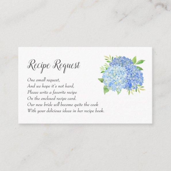 Recipe Request Blue Hydrangea Enclosure Invitations